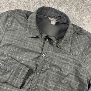 Outdoor Research Rocketman Shirt Men L Black Plaid Long Sleeve Hiking Button Up